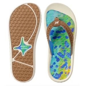 Korkers Fish Flip Dorado Fishing Flip Flops Mens Size 13  Blue/Green/Brown NEW